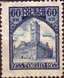 Polish stamp with Torun theme: Old City Town Hall, 1933. The stamp issued to commemorate the 700th anniversary of Torun city rights.